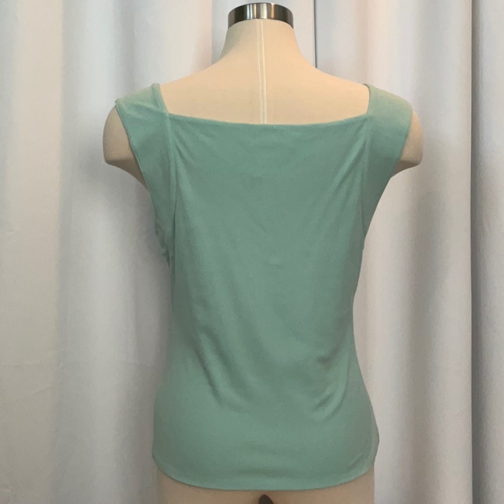 Classiques Entier Silk Aqua Square Neck Ruched Front Tank Top Women Size XL - Picture 2 of 9